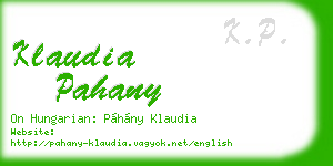 klaudia pahany business card