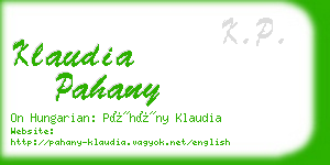 klaudia pahany business card